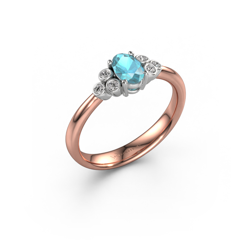 Image of Engagement ring Lucy 1 585 rose gold Blue topaz 6x4 mm