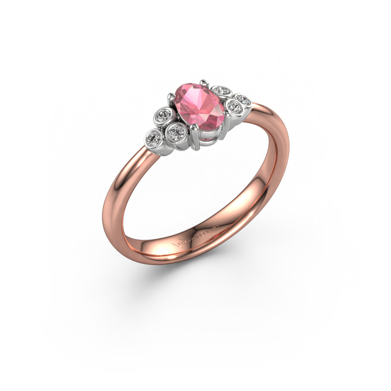 Bild von Verlobungsring Lucy 1 585 Roségold Turmalin rosa 6x4 mm