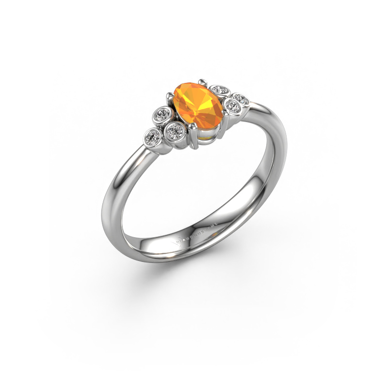 Image de Bague de fiançailles Lucy 1 950 platine Citrine 6x4 mm