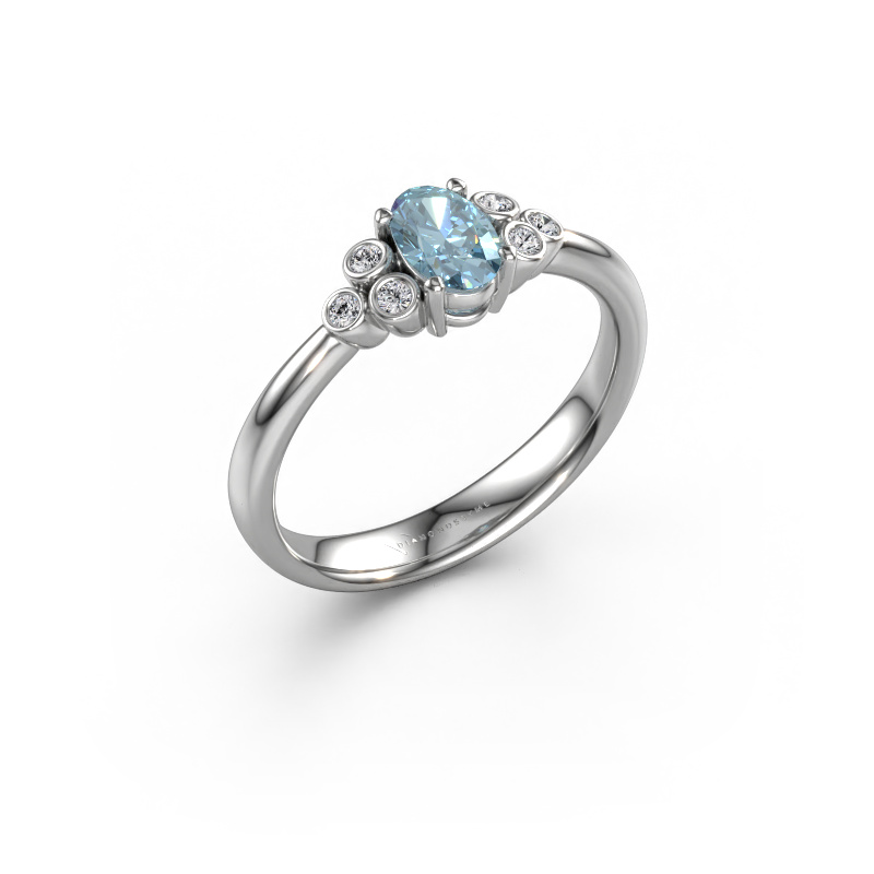 Image of Engagement ring Lucy 1 585 white gold Blue lab grown diamond 6x4 mm