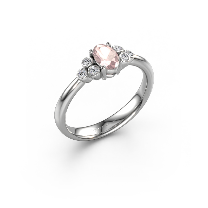 Afbeelding van Verlovingsring Lucy 1 585 witgoud Morganiet champagne 6x4 mm