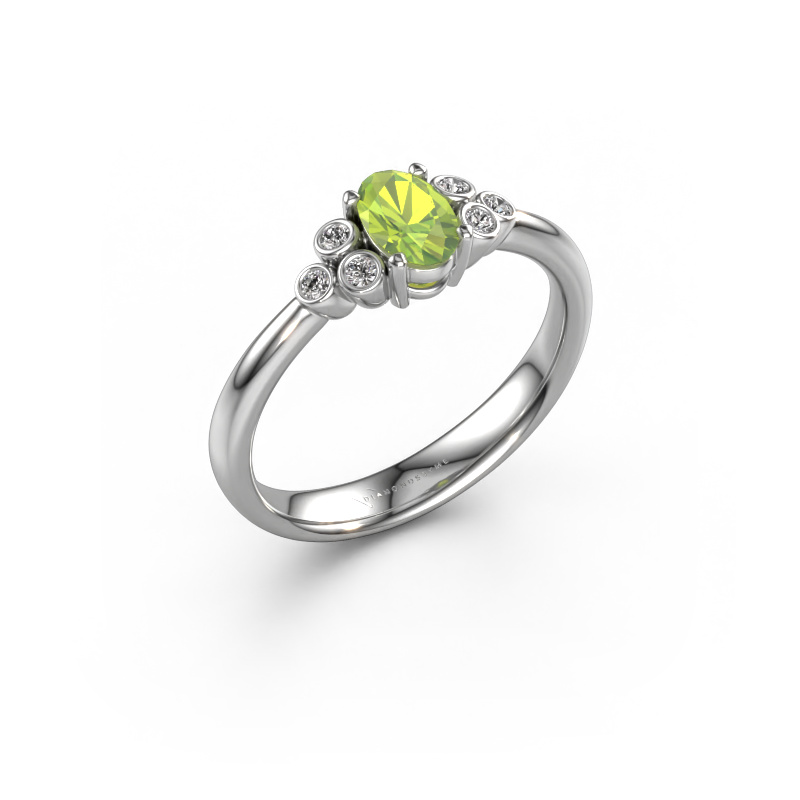 Bild von Verlobungsring Lucy 1 950 Platin Peridot 6x4 mm