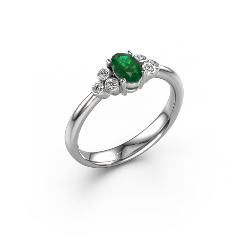 Image of Engagement ring Lucy 1 950 platinum Emerald 6x4 mm