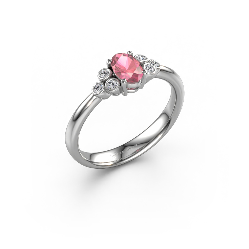 Image of Engagement ring Lucy 1 585 white gold Tourmaline pink 6x4 mm