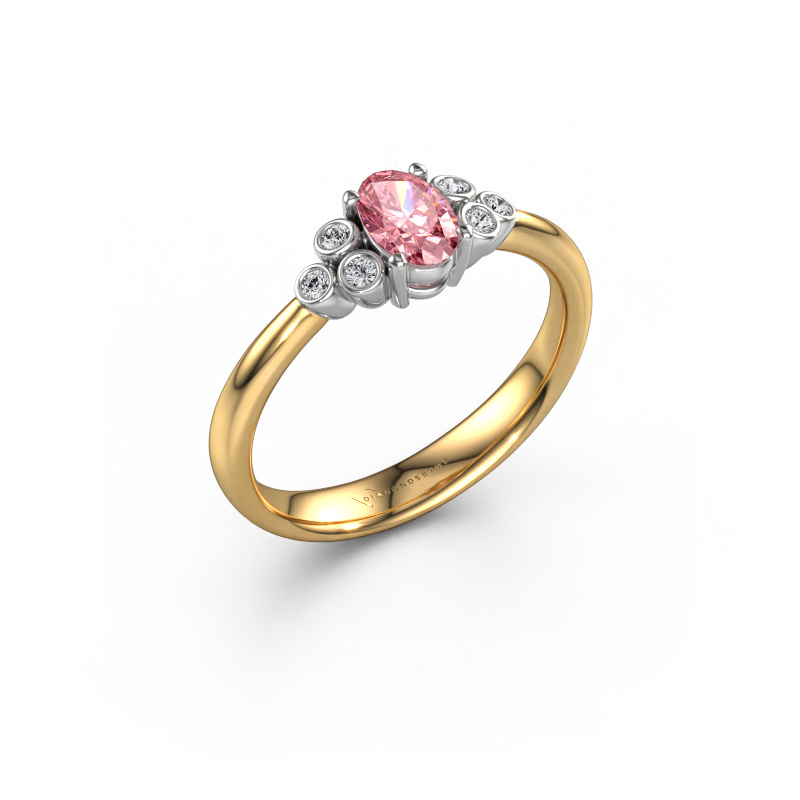 Image of Engagement ring Lucy 1 585 gold Pink lab grown diamond 6x4 mm