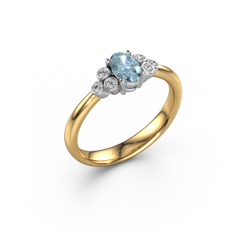 Image of Engagement ring Lucy 1 585 gold Blue lab grown diamond 6x4 mm