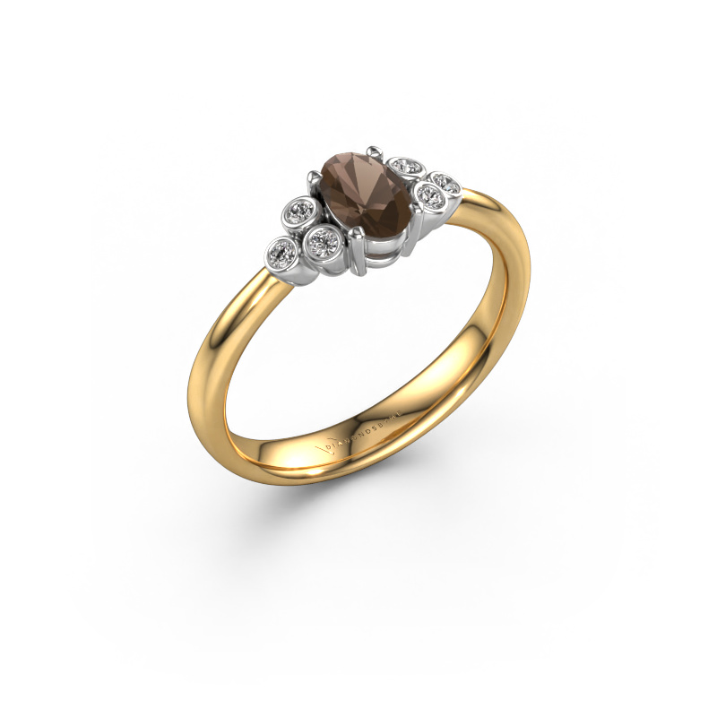 Image of Engagement ring Lucy 1 585 gold Smokey quartz 6x4 mm