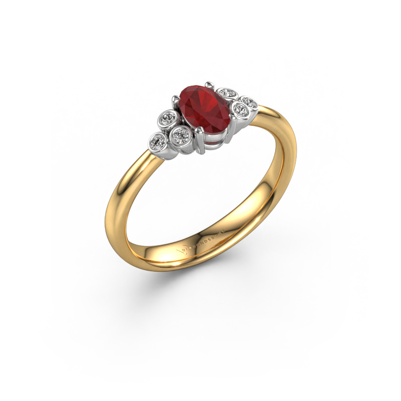 Image of Engagement ring Lucy 1 585 gold Ruby 6x4 mm