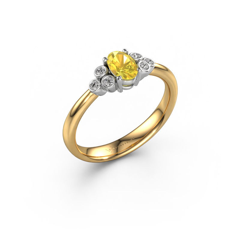 Image of Engagement ring Lucy 1 585 gold Yellow sapphire 6x4 mm