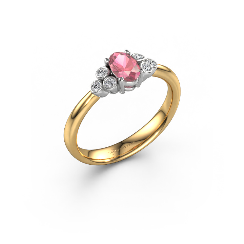Afbeelding van Verlovingsring Lucy 1 585 Goud Toermalijn pink 6x4 mm