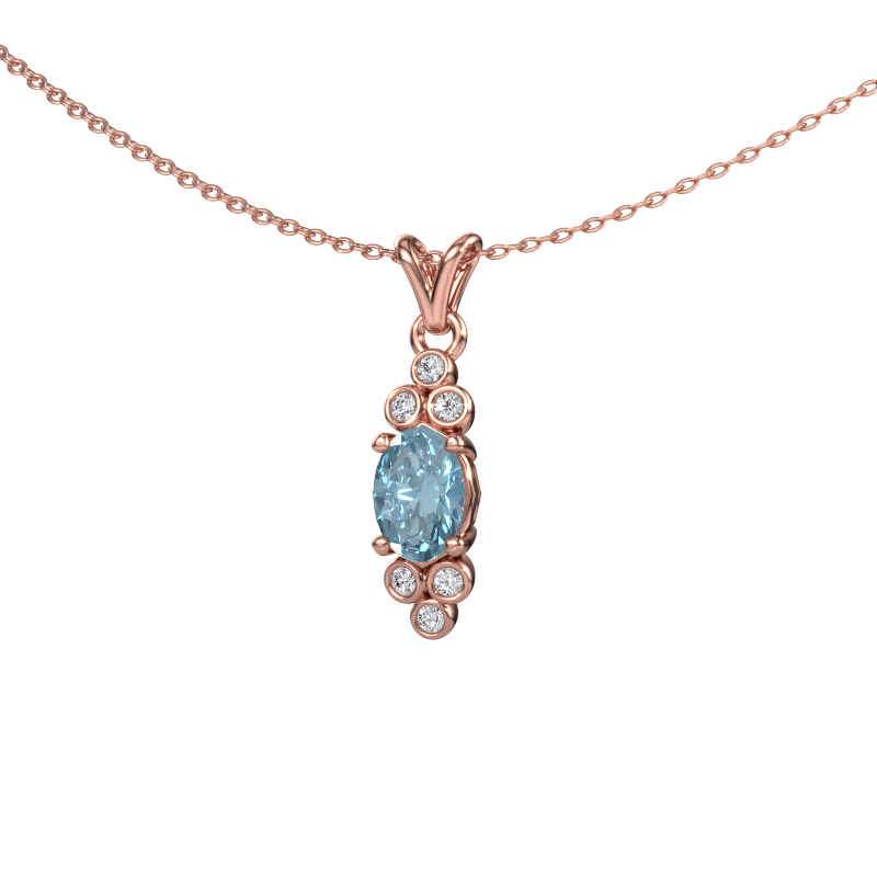 Image de Pendentif Lucy 2 585 or rose Diamant synthétique bleu 7x5 mm