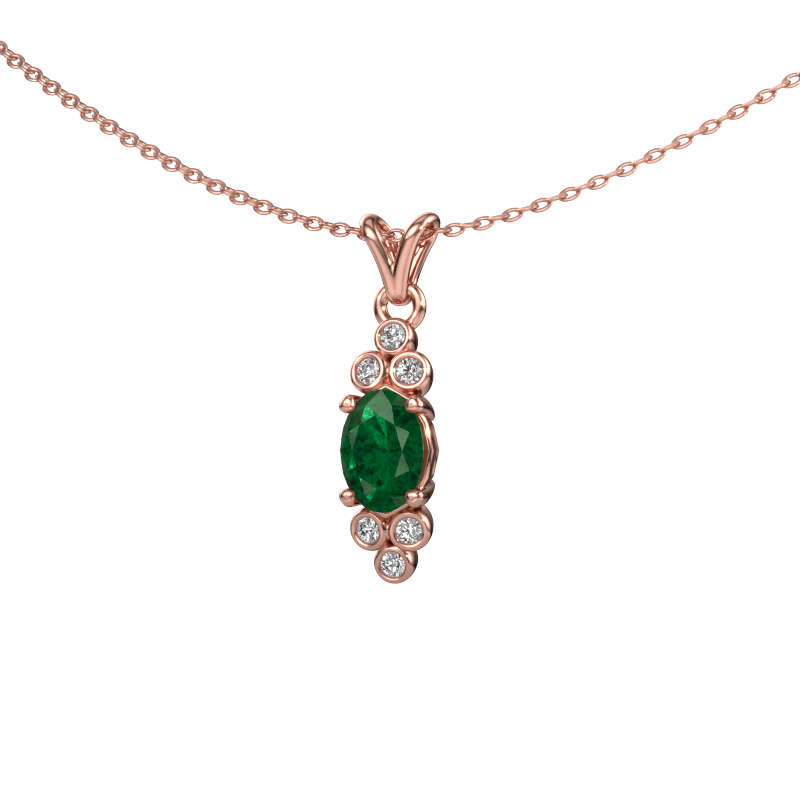 Image of Pendant Lucy 2 585 rose gold Emerald 7x5 mm