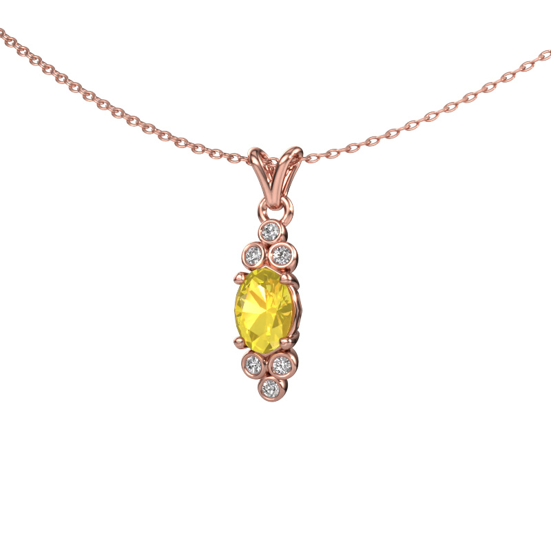 Image de Pendentif Lucy 2 585 or rose Saphir jaune 7x5 mm