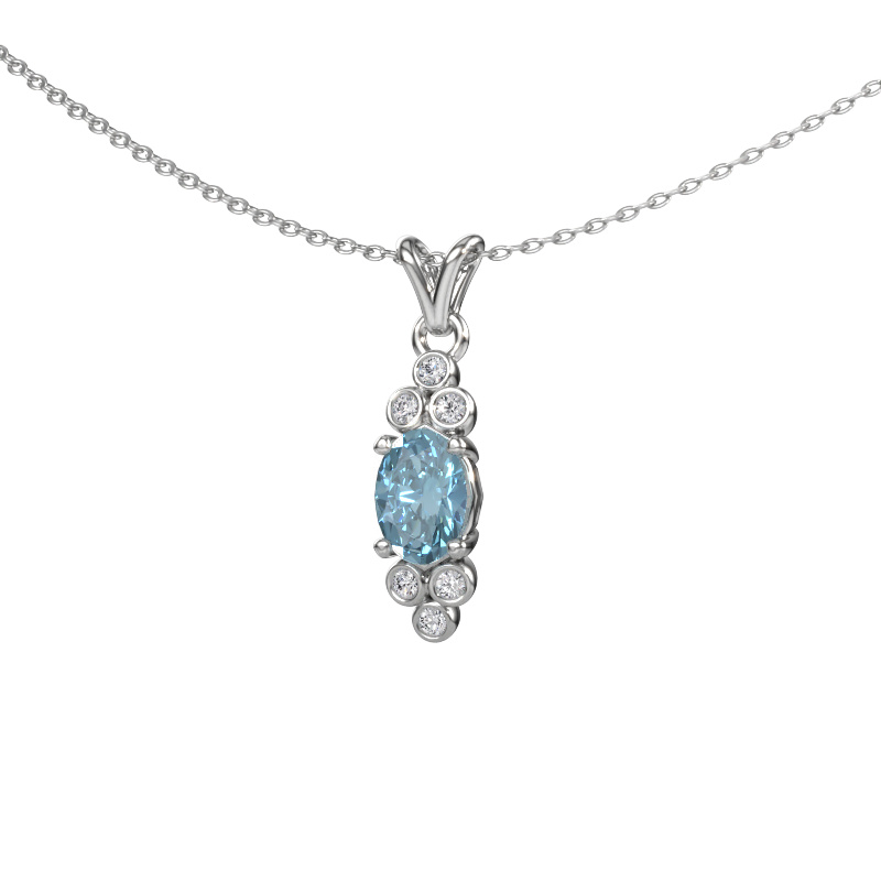Image de Pendentif Lucy 2 950 platine Diamant synthétique bleu 7x5 mm