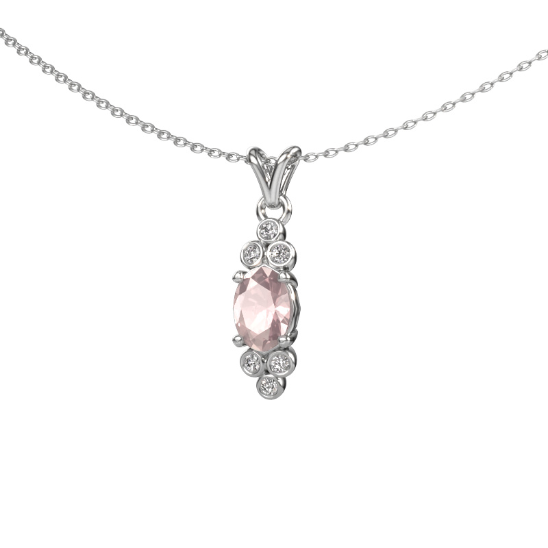 Image de Pendentif Lucy 2 585 or blanc Champagne morganite 7x5 mm