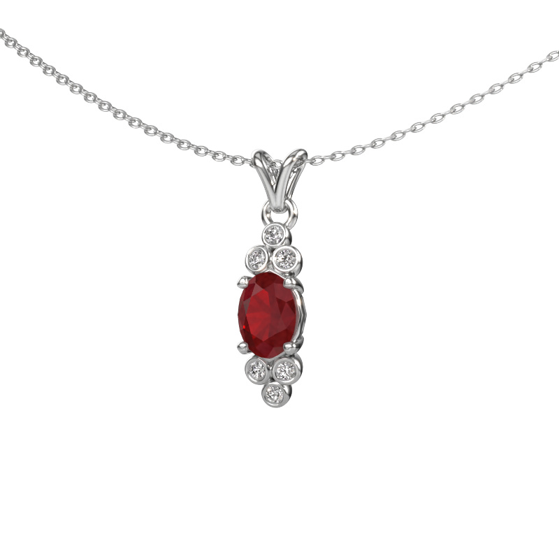 Image of Pendant Lucy 2 585 white gold Ruby 7x5 mm