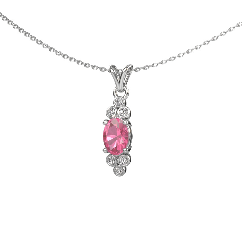 Image of Pendant Lucy 2 585 white gold Pink sapphire 7x5 mm