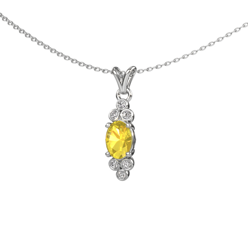 Image of Pendant Lucy 2 585 white gold Yellow sapphire 7x5 mm