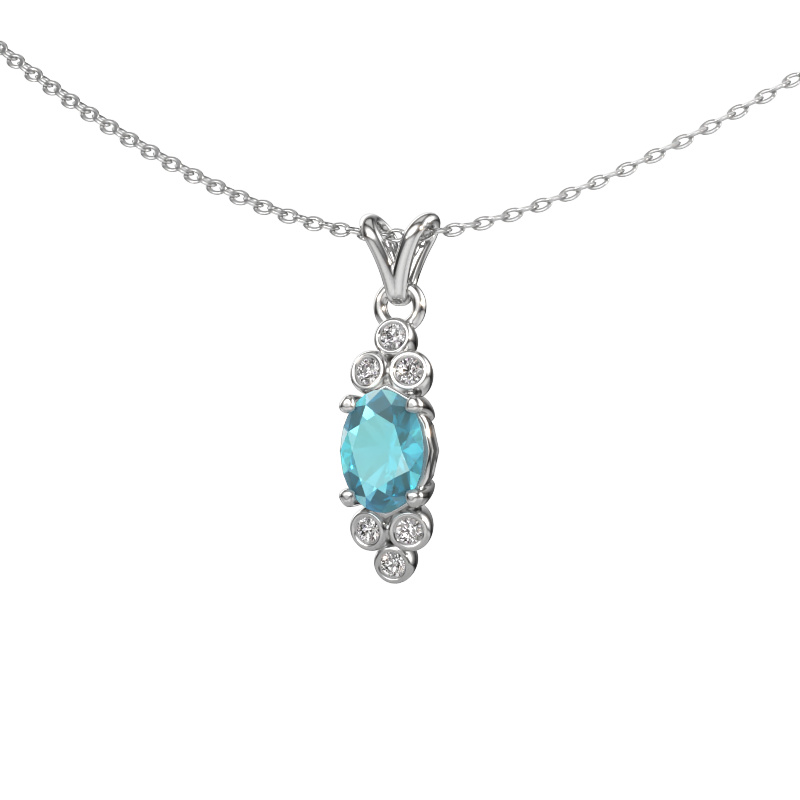 Image of Pendant Lucy 2 585 white gold Blue topaz 7x5 mm