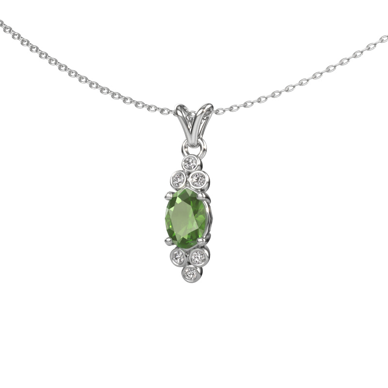 Image de Pendentif Lucy 2 585 or blanc Vert tourmaline 7x5 mm