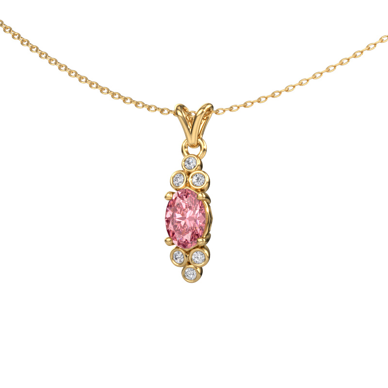 Image of Pendant Lucy 2 585 gold Pink lab grown diamond 7x5 mm