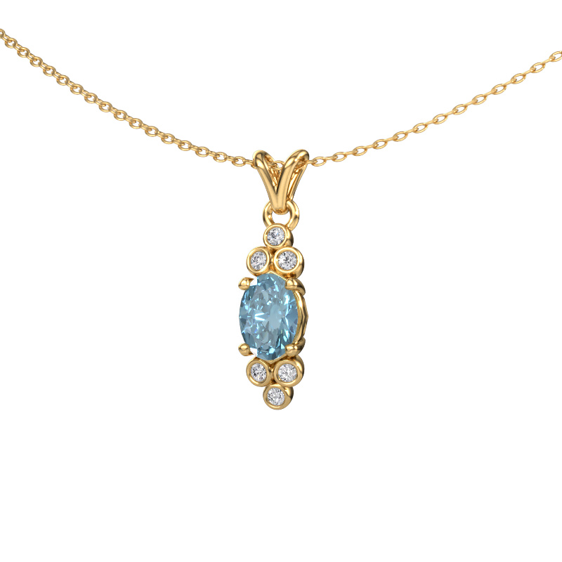 Image of Pendant Lucy 2 585 gold Blue lab grown diamond 7x5 mm