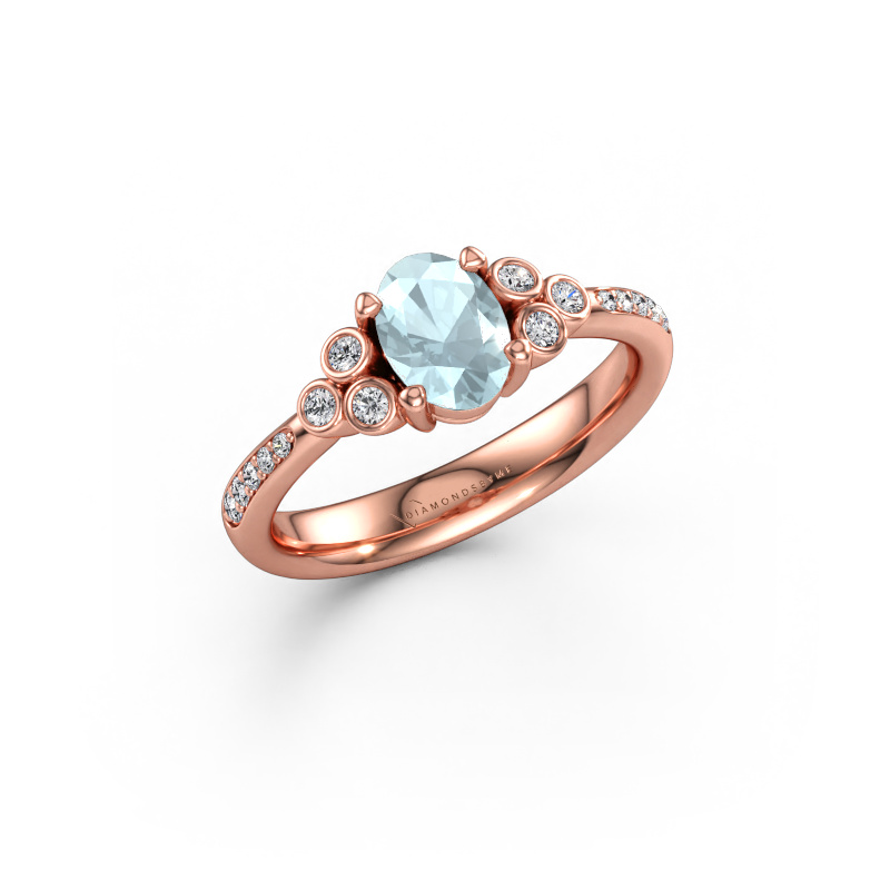 Immagine di Anello di fidanzamento Lucy 2 585 oro rosa Acquamarina 7x5 mm