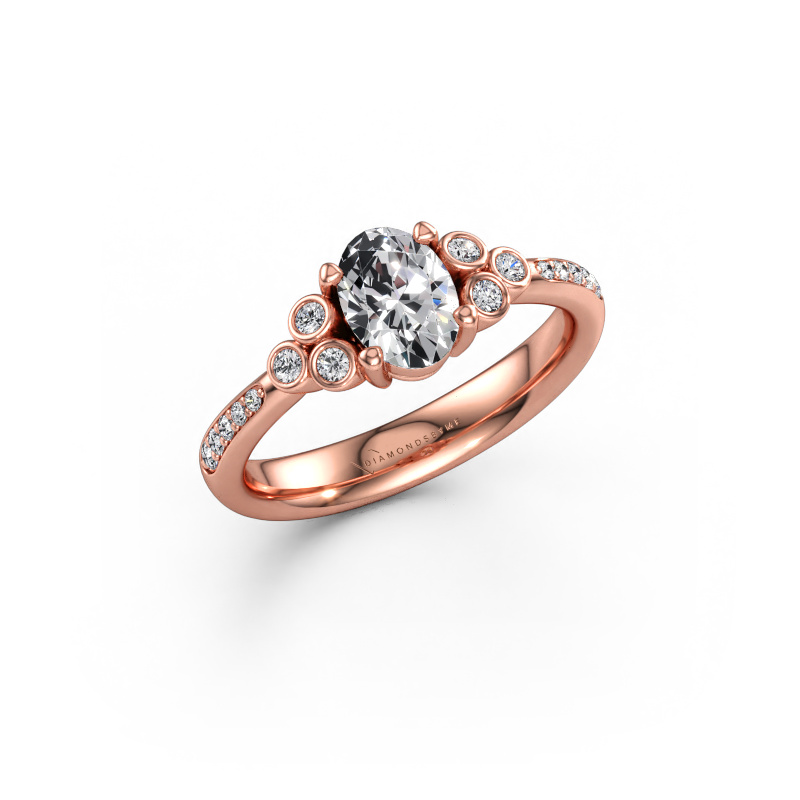 Immagine di Anello di fidanzamento Lucy 2 585 oro rosa Zirconia cubica 7x5 mm