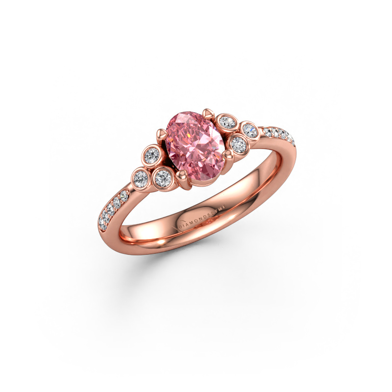 Image of Engagement ring Lucy 2 585 rose gold Pink lab grown diamond 7x5 mm