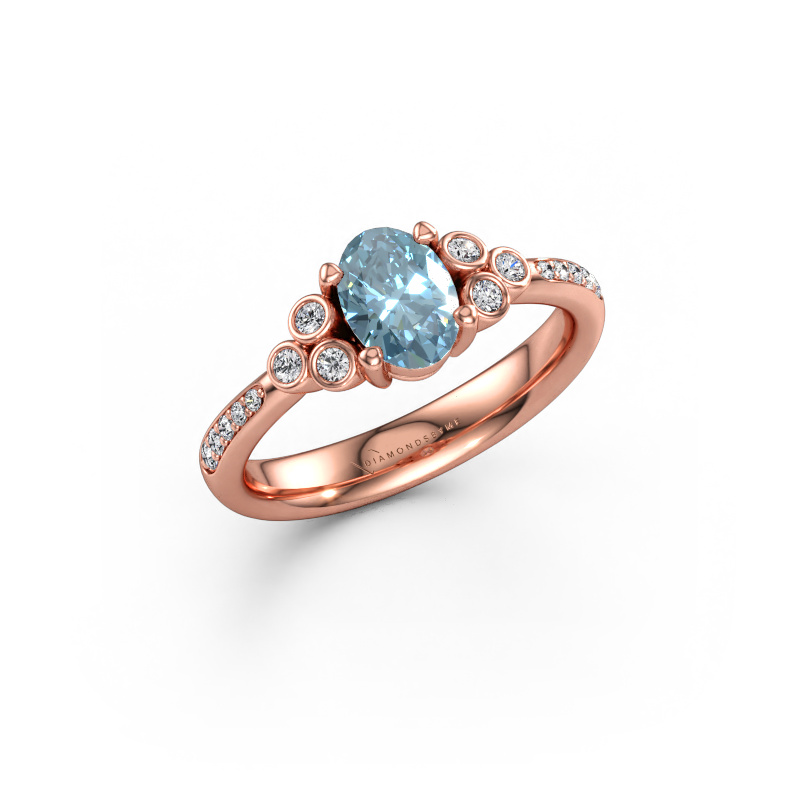 Immagine di Anello di fidanzamento Lucy 2 585 oro rosa Diamante lab grown blu 7x5 mm