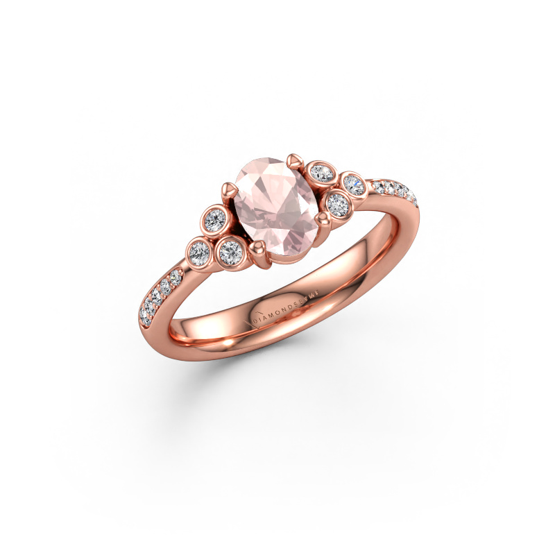 Bild av Förlovningsring Lucy 2 585 roséguld Champagnefärgad morganit 7x5 mm