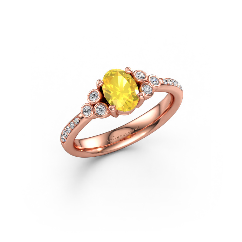 Immagine di Anello di fidanzamento Lucy 2 585 oro rosa Zaffiro giallo 7x5 mm