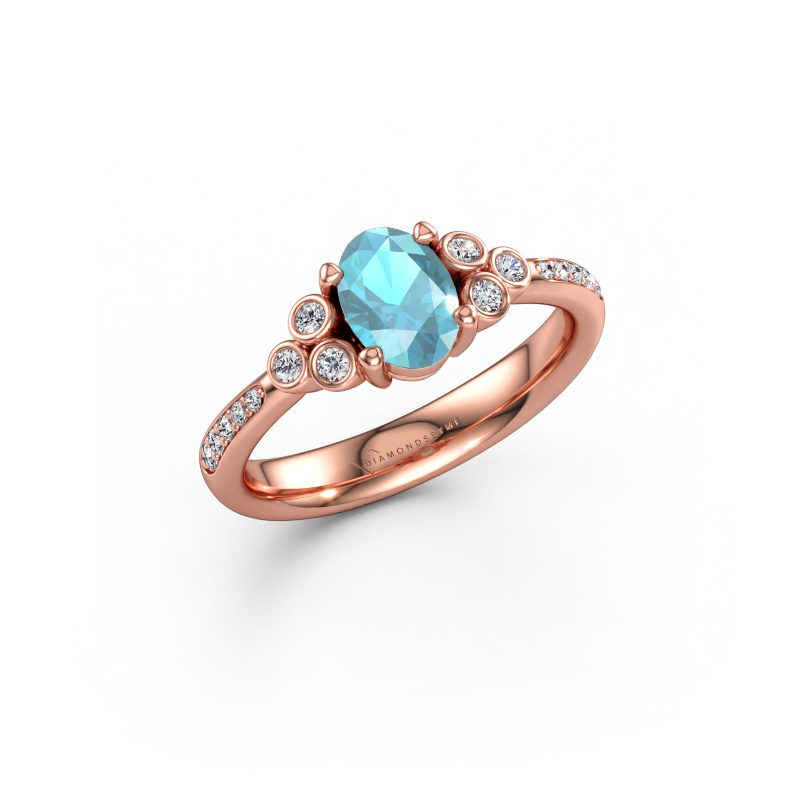 Bild av Förlovningsring Lucy 2 585 roséguld Blå topas 7x5 mm