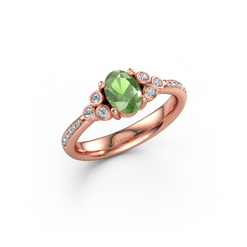 Immagine di Anello di fidanzamento Lucy 2 585 oro rosa Tormalina verde 7x5 mm