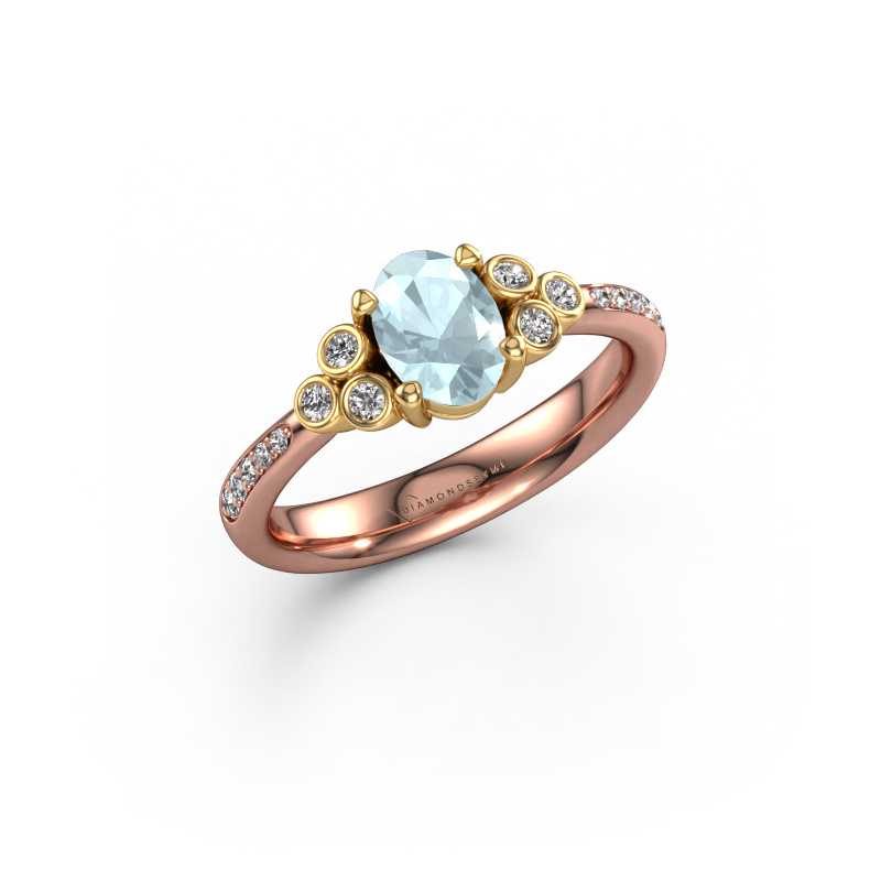 Image of Engagement ring Lucy 2 585 rose gold Aquamarine 7x5 mm