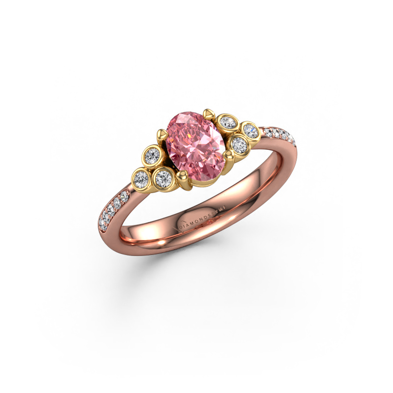 Image of Engagement ring Lucy 2 585 rose gold Pink lab grown diamond 7x5 mm