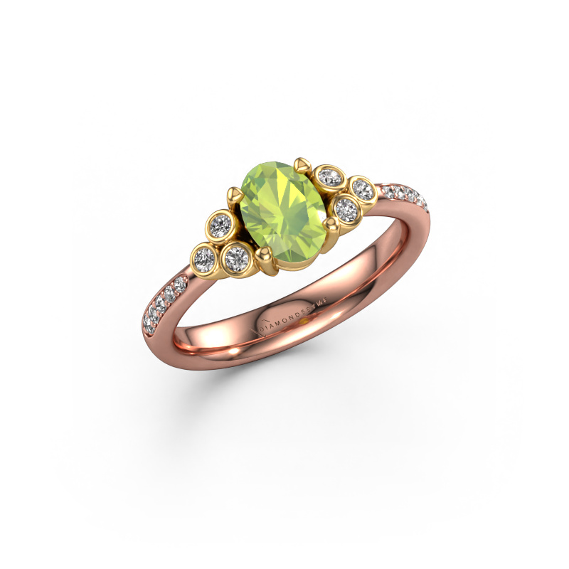 Image of Engagement ring Lucy 2 585 rose gold Peridot 7x5 mm