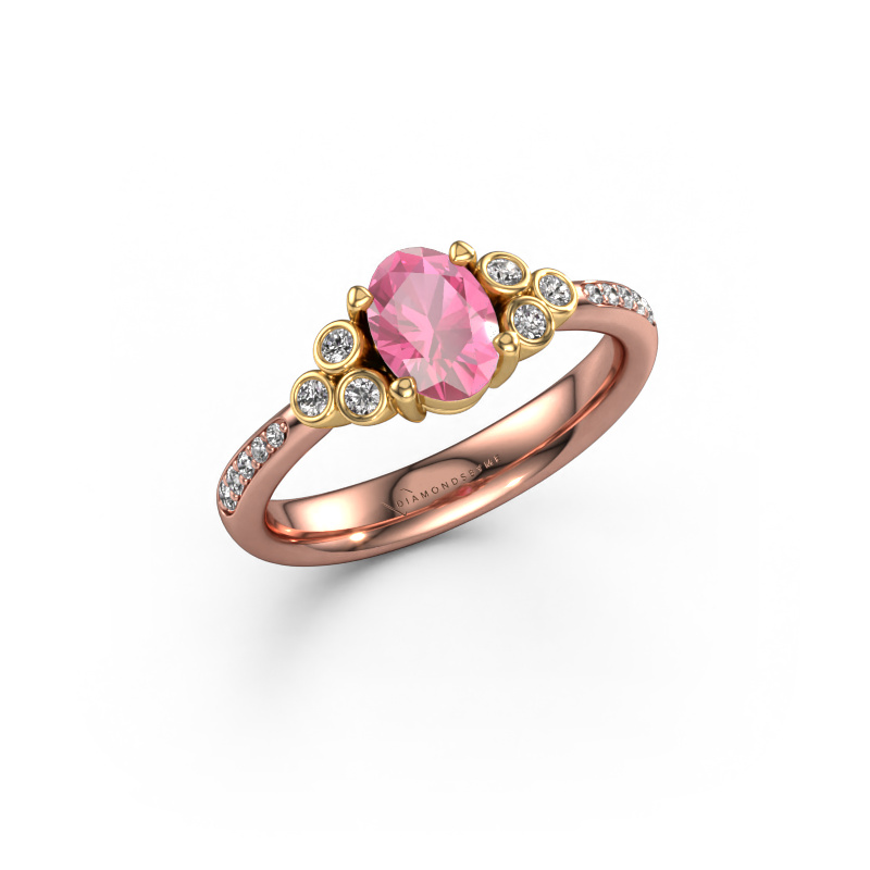 Image of Engagement ring Lucy 2 585 rose gold Pink sapphire 7x5 mm