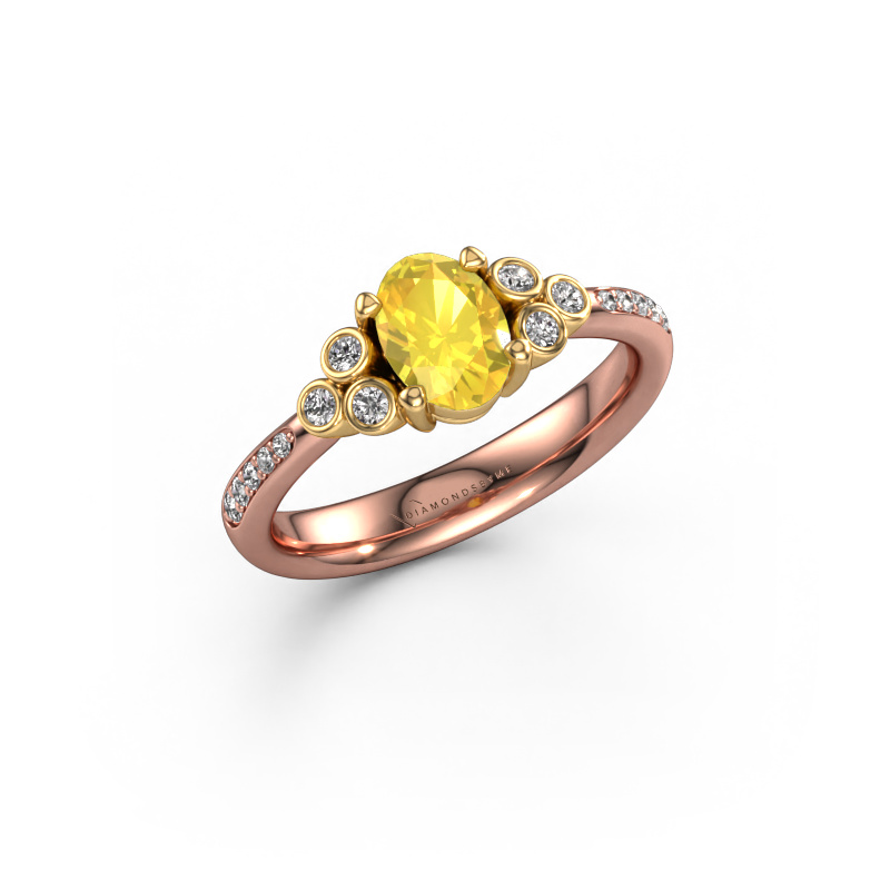 Image of Engagement ring Lucy 2 585 rose gold Yellow sapphire 7x5 mm