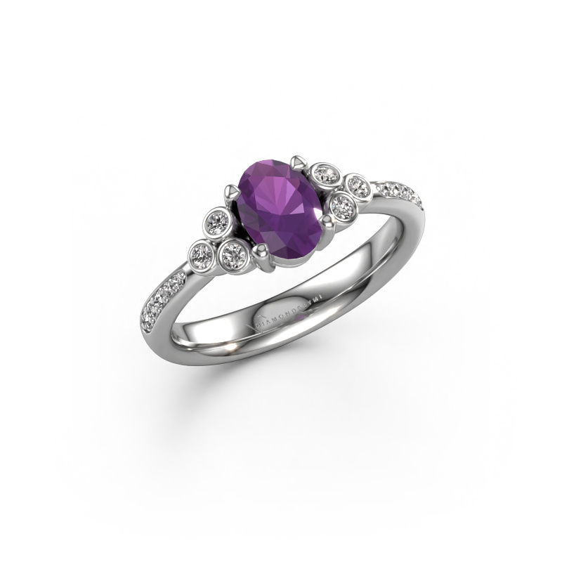 Image of Engagement ring Lucy 2 950 platinum Amethyst 7x5 mm
