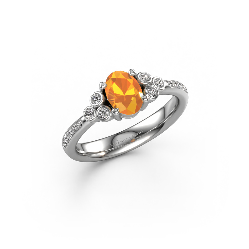 Image de Bague de fiançailles Lucy 2 950 platine Citrine 7x5 mm