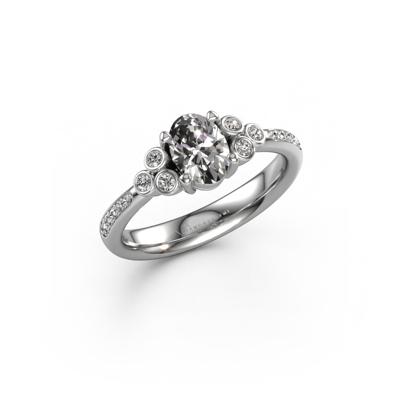 Image of Engagement ring Lucy 2 950 platinum Zirconia 7x5 mm