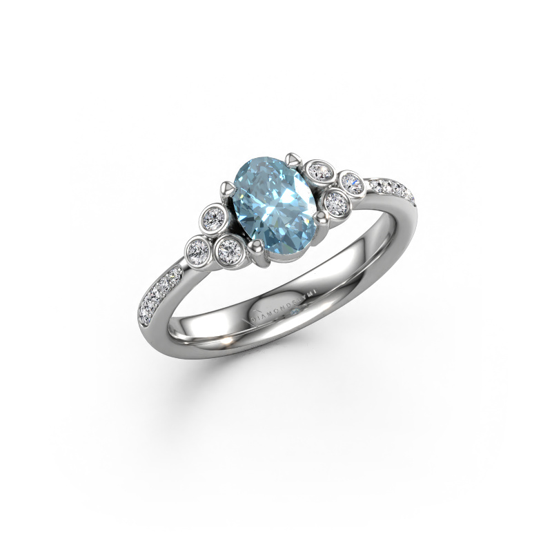 Bild von Verlobungsring Lucy 2 950 Platin Blauer Labordiamant 7x5 mm