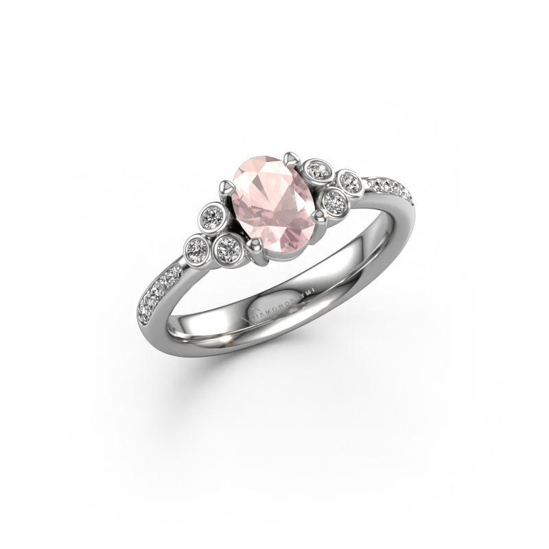 Image of Engagement ring Lucy 2 950 platinum Morganite champagne 7x5 mm