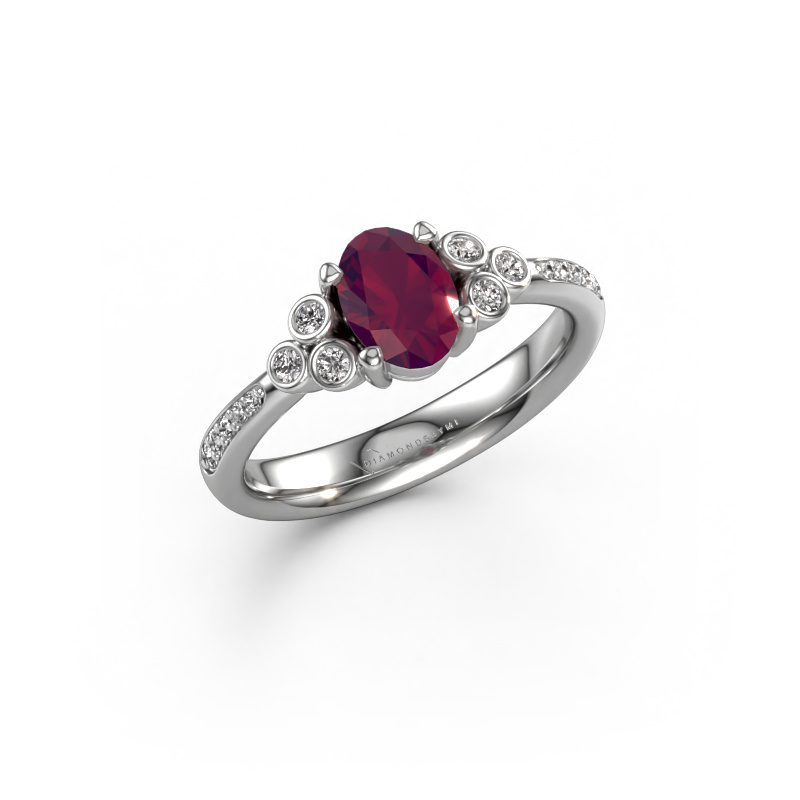 Image of Engagement ring Lucy 2 950 platinum Rhodolite 7x5 mm