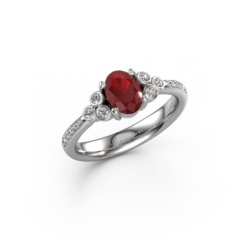 Image of Engagement ring Lucy 2 950 platinum Ruby 7x5 mm