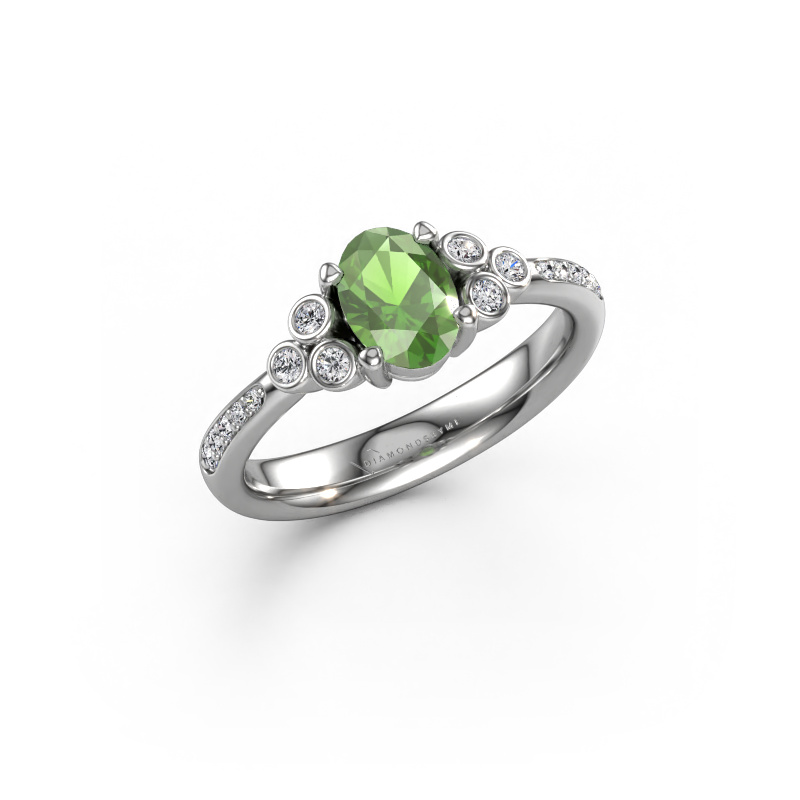 Bild von Verlobungsring Lucy 2 950 Platin Turmalin grün 7x5 mm