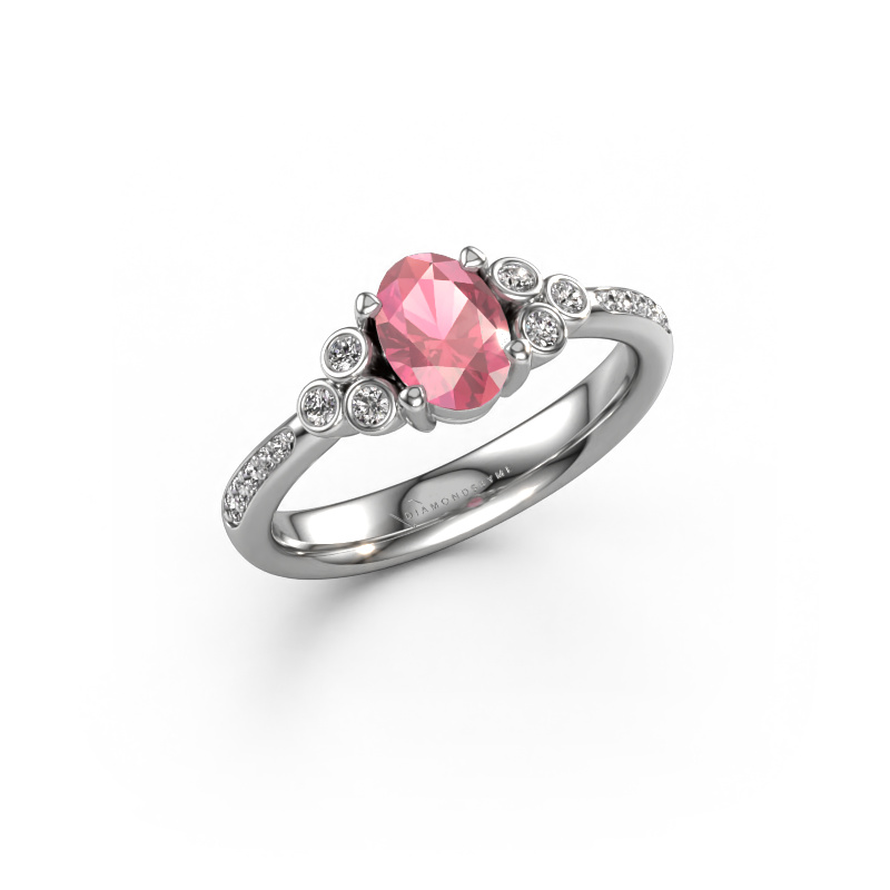 Image of Engagement ring Lucy 2 950 platinum Tourmaline pink 7x5 mm