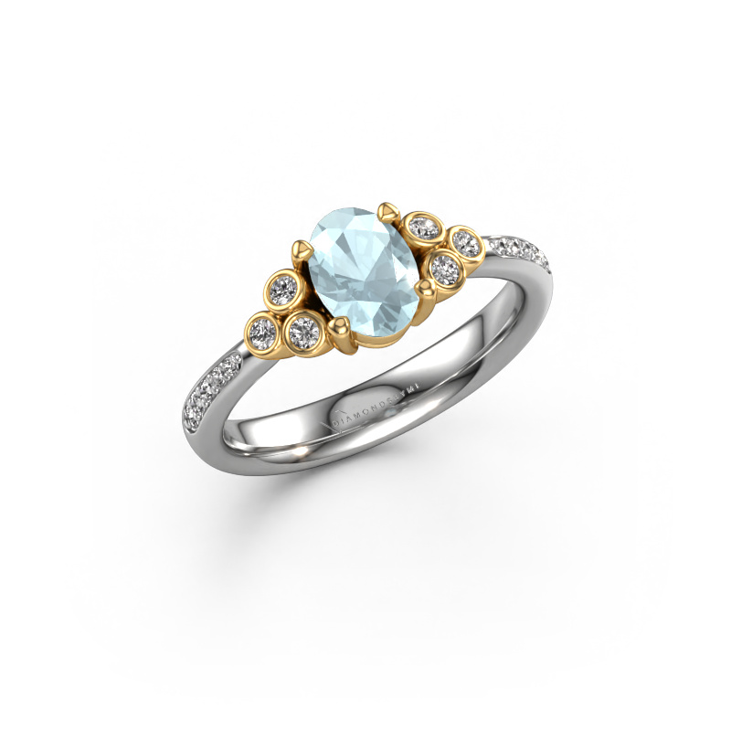 Image of Engagement ring Lucy 2 585 white gold Aquamarine 7x5 mm