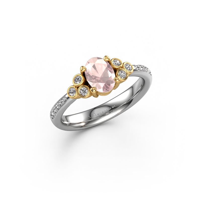 Image of Engagement ring Lucy 2 585 white gold Morganite champagne 7x5 mm